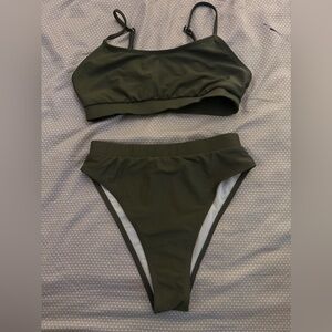 Pink Queen two piece high waist high cut swimsuit size Medium